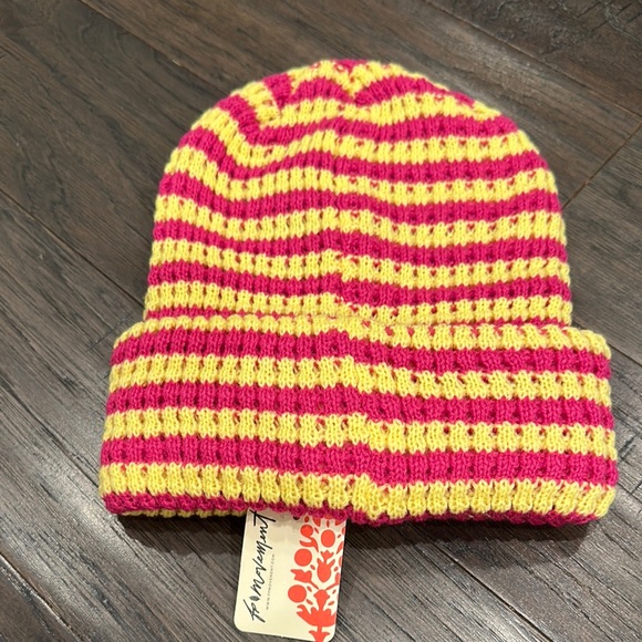 FP Movement by Free People Pink and Yellow Striped Beanie - Picture 5 of 5